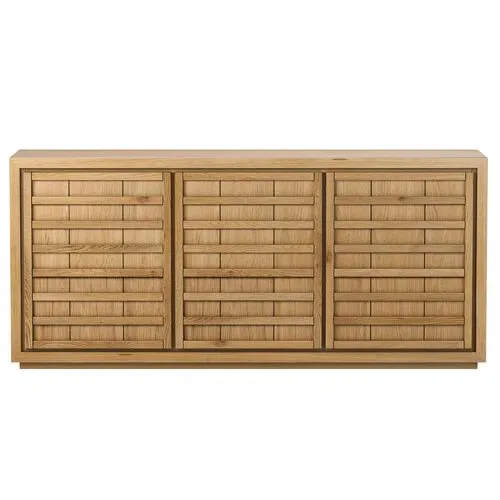 Kuba 3-Door Oak Buffet - Natural - Tulsi Home - Brown