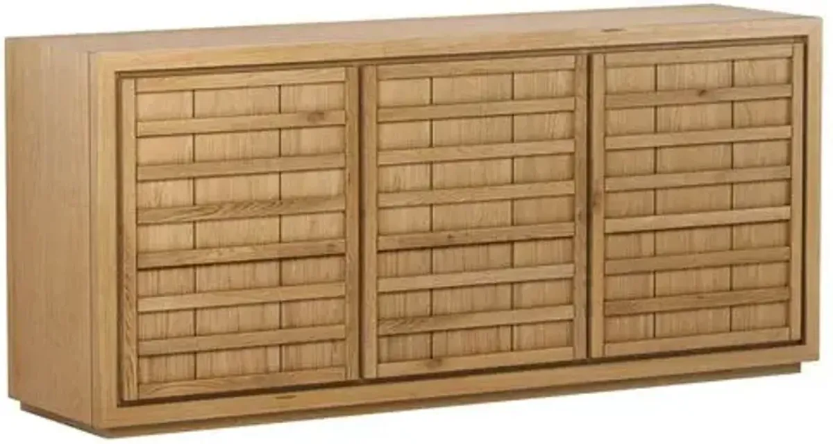 Kuba 3-Door Oak Buffet - Natural - Tulsi Home - Brown