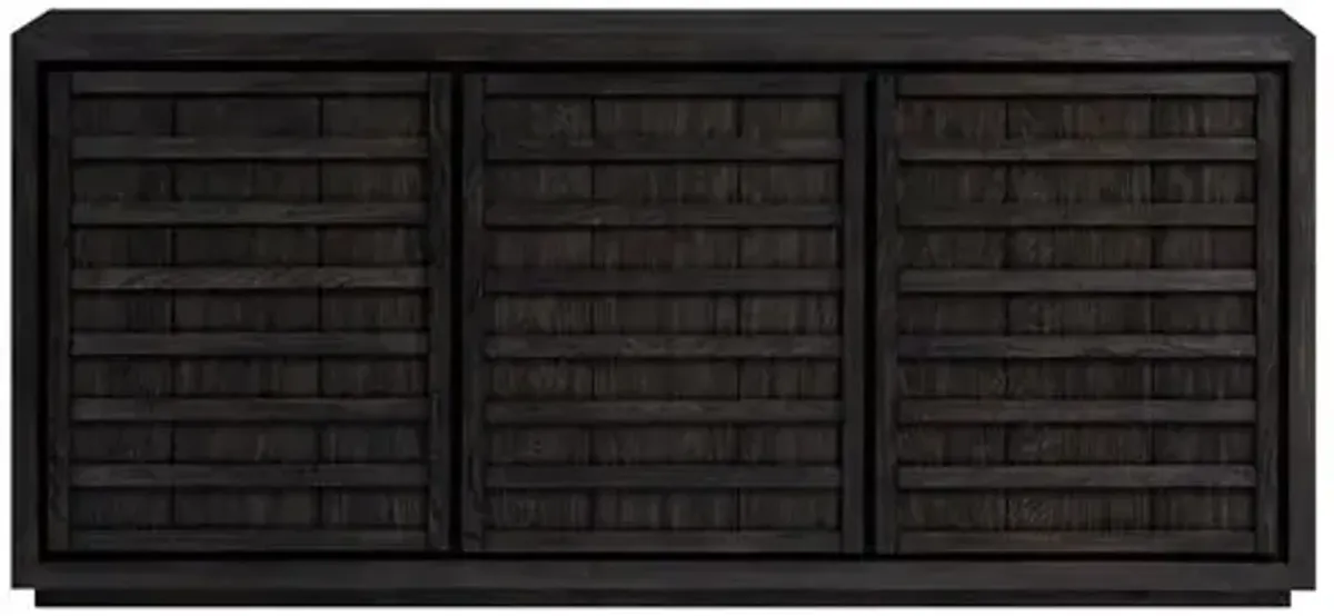 Kuba 3-Door Oak Buffet - Charcoal - Tulsi Home - Brown