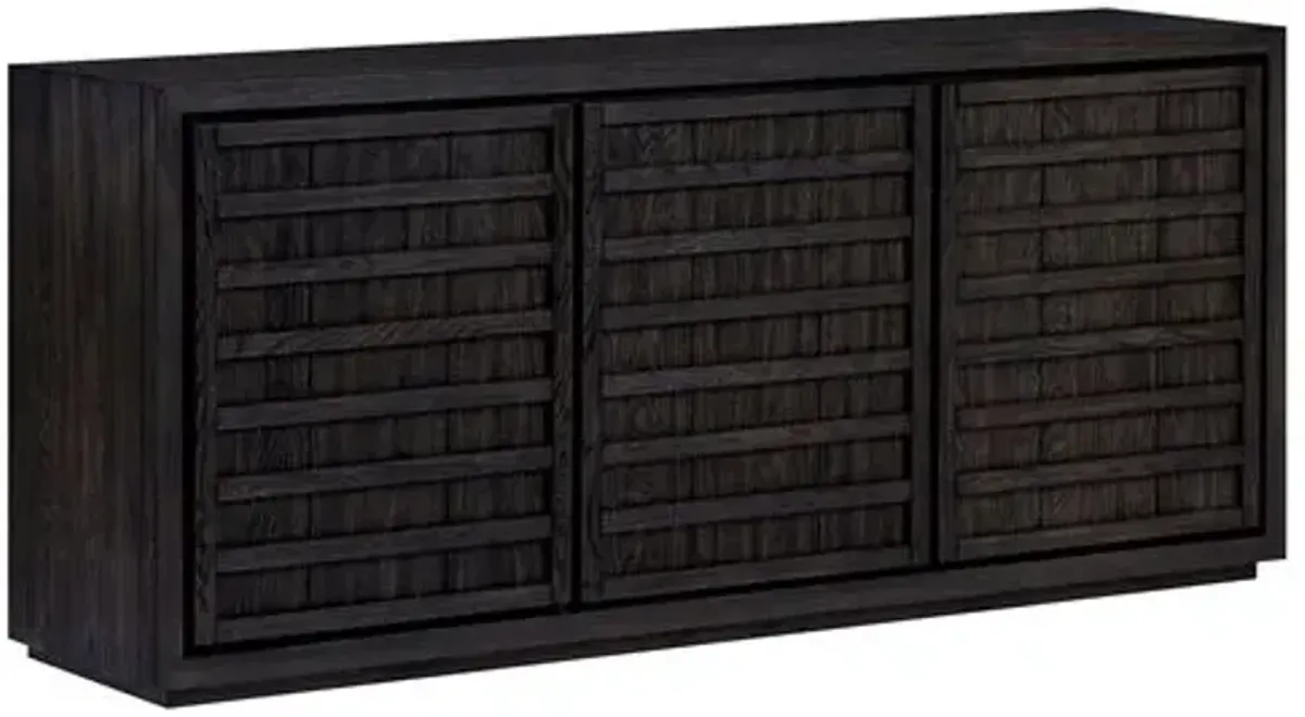 Kuba 3-Door Oak Buffet - Charcoal - Tulsi Home - Brown