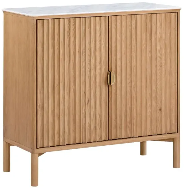 Elodie Reeded Marble Top Cabinet, Natural Ash