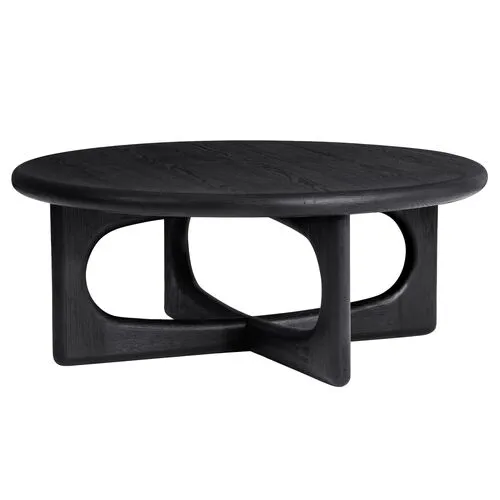 Estee Oak Coffee Table - Wirebrushed Black - Tulsi Home