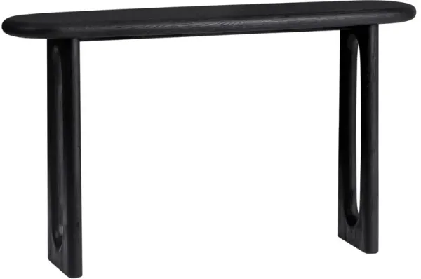Estee Oak Console Table, Wirebrushed Black