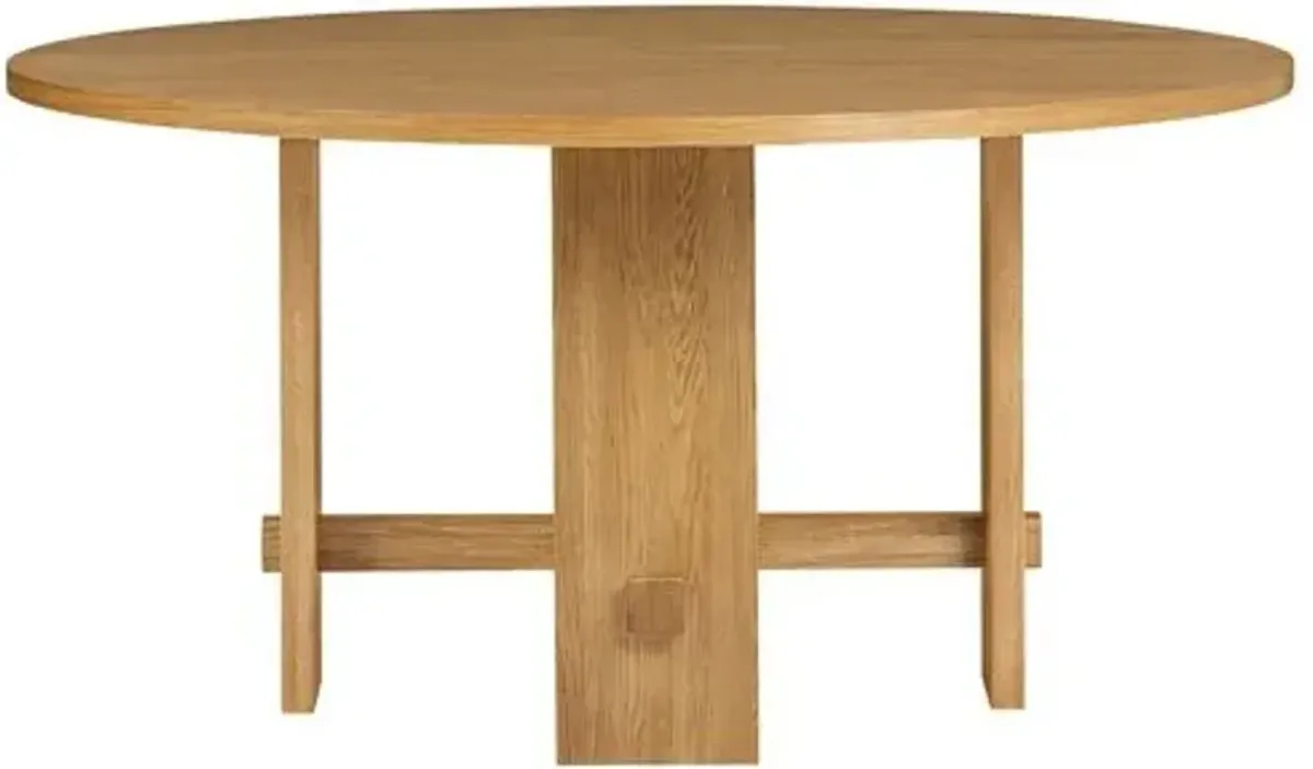 Federico Round Oak Dining Table - Honey - Tulsi Home