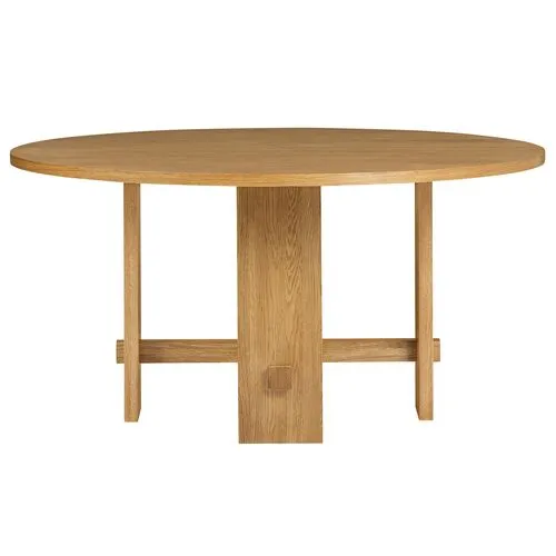 Federico Round Oak Dining Table - Honey - Tulsi Home