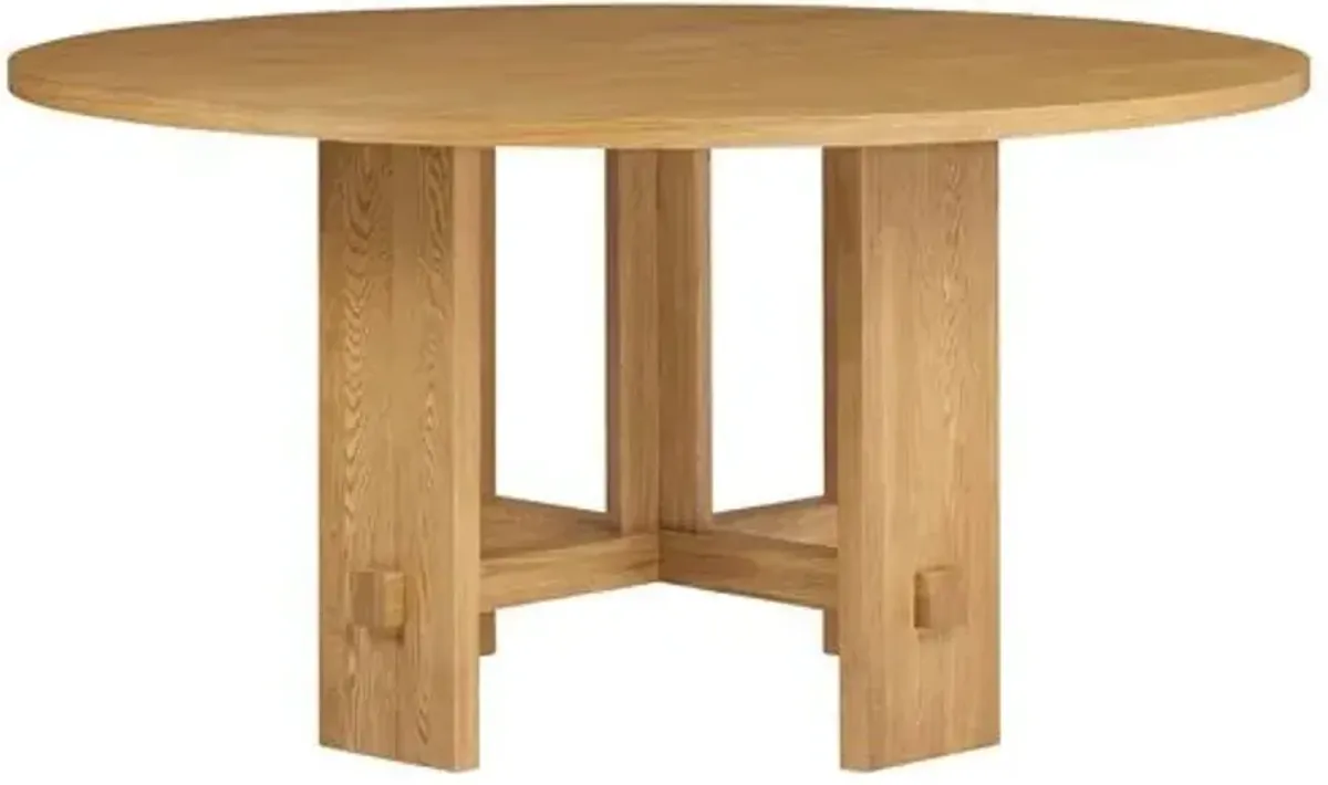 Federico Round Oak Dining Table - Honey - Tulsi Home