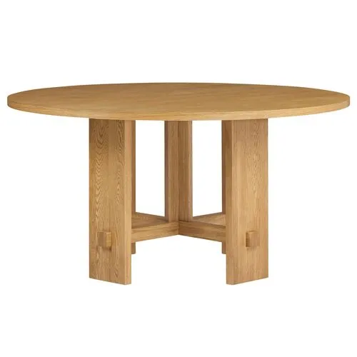 Federico Round Oak Dining Table - Honey - Tulsi Home