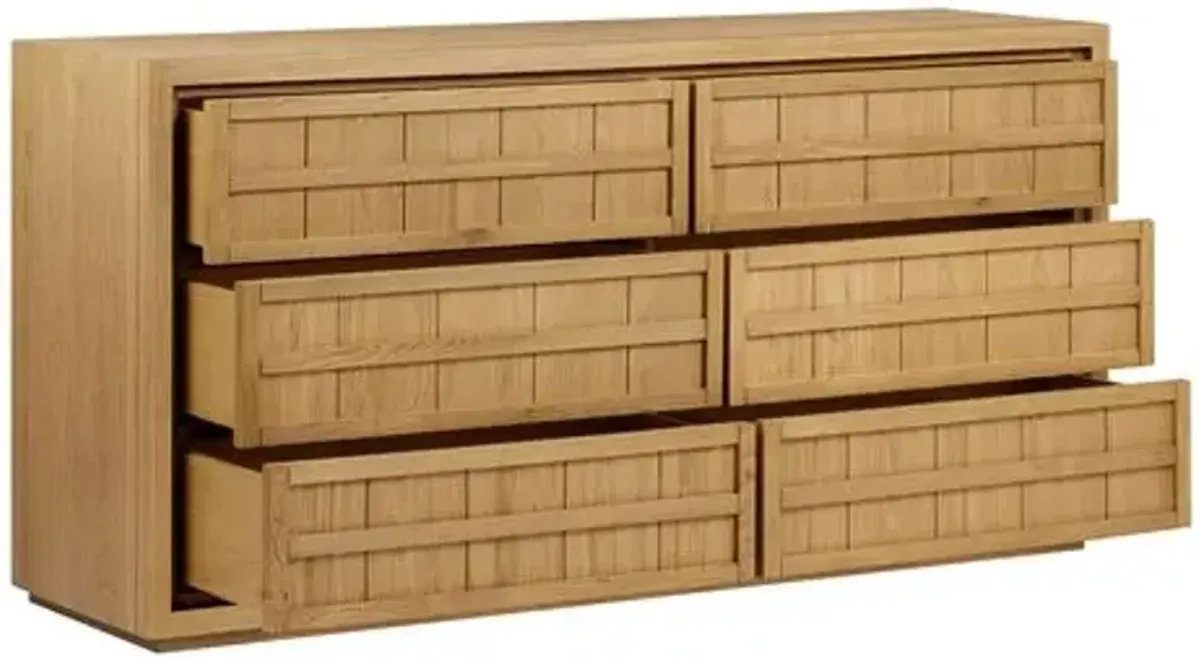 Kuba 6-Drawer Oak Dresser - Natural - Tulsi Home - Brown