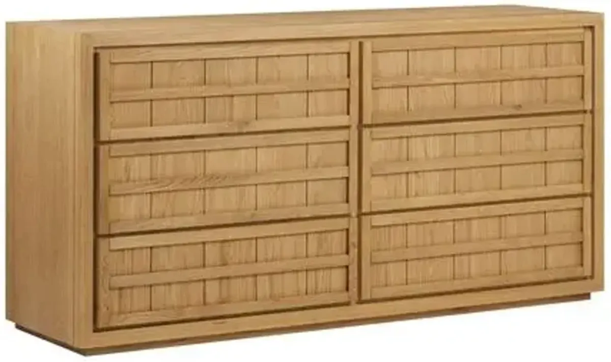 Kuba 6-Drawer Oak Dresser - Natural - Tulsi Home - Brown