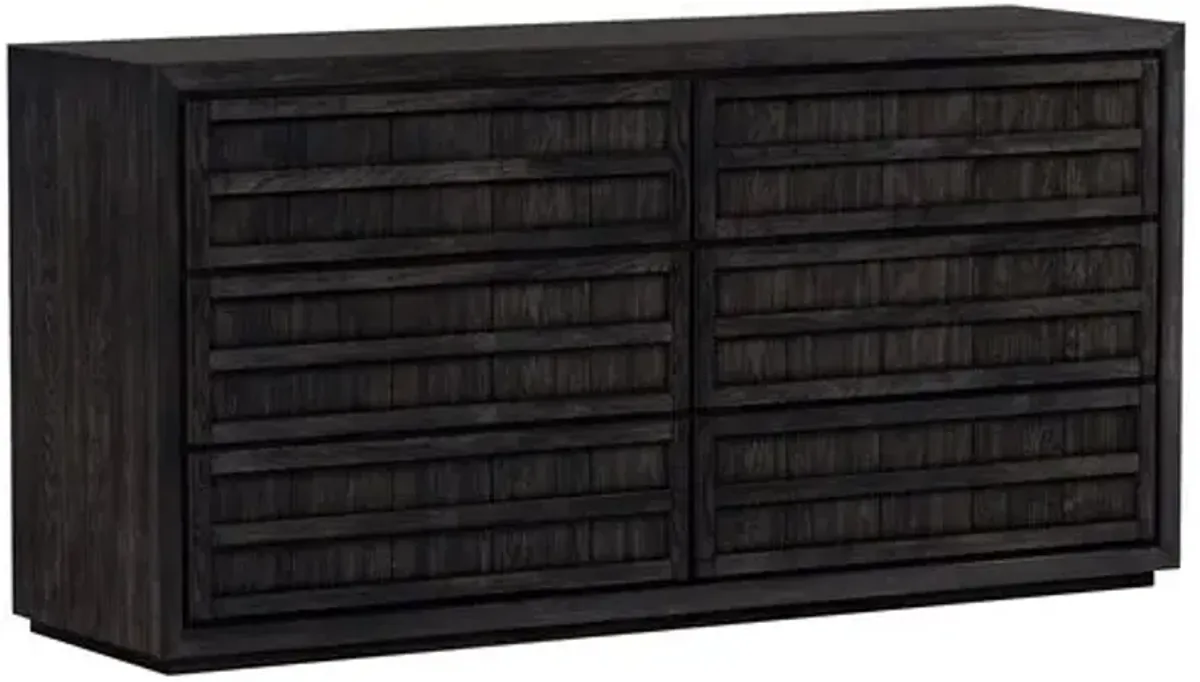 Kuba 6-Drawer Oak Dresser - Charcoal - Tulsi Home - Brown