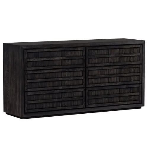 Kuba 6-Drawer Oak Dresser - Charcoal - Tulsi Home - Brown