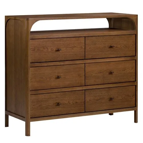 Hugo 6-Drawer Oak Dresser - Walnut - Tulsi Home - Brown