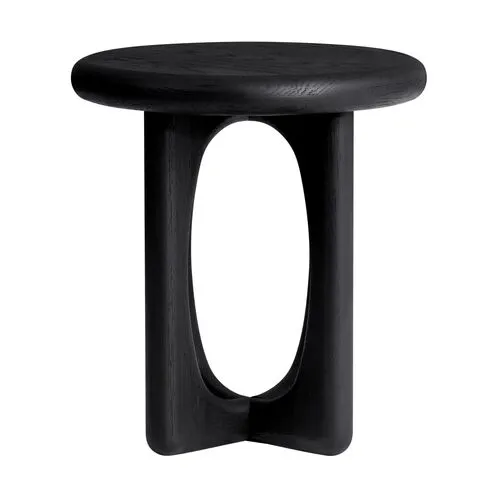 Estee Oak Side Table - Wirebrushed Black - Tulsi Home