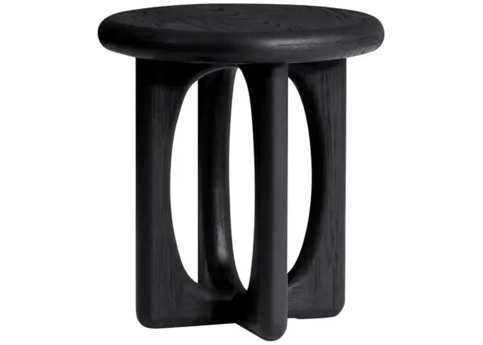 Estee Oak Side Table - Wirebrushed Black - Tulsi Home