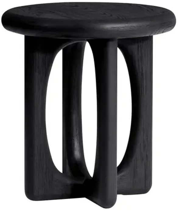 Estee Oak Side Table - Wirebrushed Black - Tulsi Home