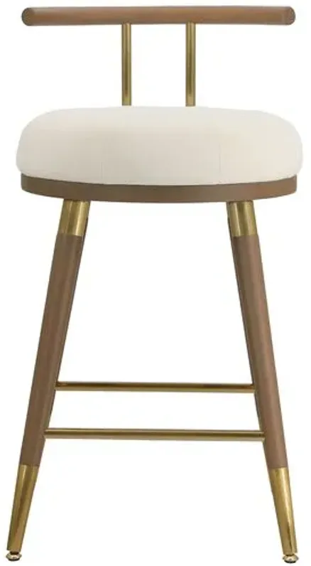 Jairo Velvet Barstool - Brown/Cream - White