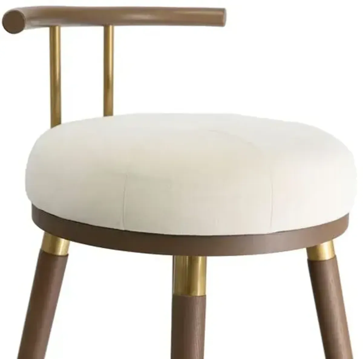 Jairo Velvet Barstool - Brown/Cream - White