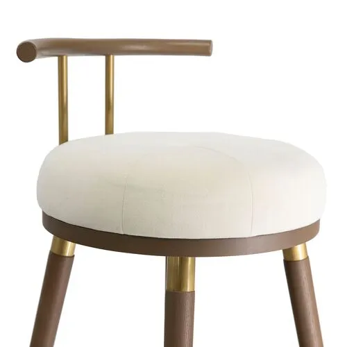 Jairo Velvet Barstool - Brown/Cream - White