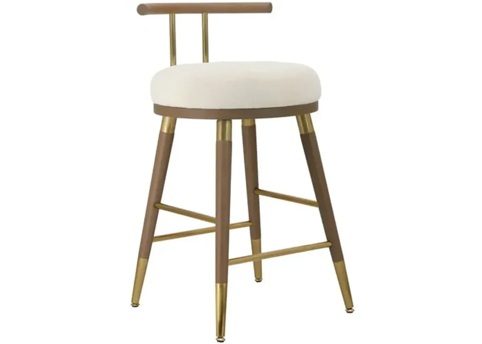 Jairo Velvet Barstool - Brown/Cream - White