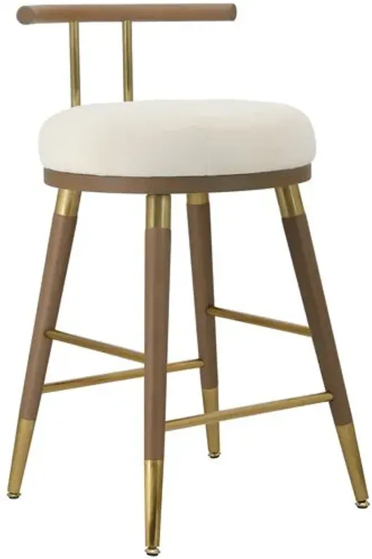 Jairo Velvet Barstool - Brown/Cream - White