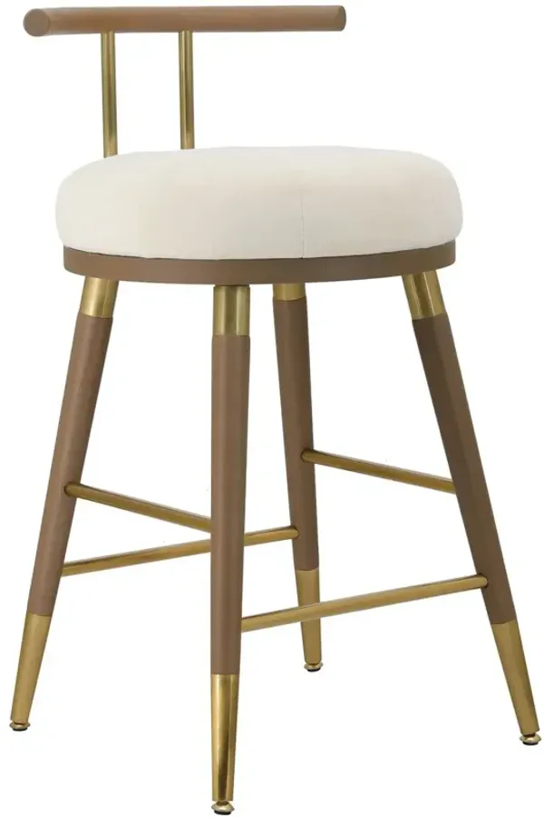 Jairo Velvet Barstool - Brown/Cream - White
