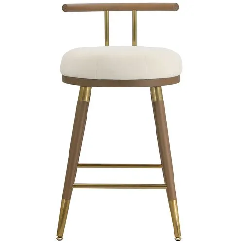 Jairo Velvet Counhter Stool - Brown/Cream - White