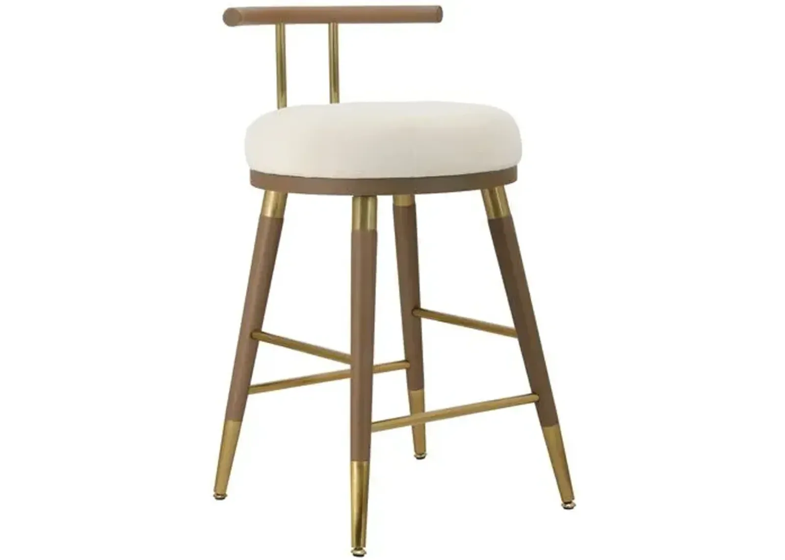 Jairo Velvet Counhter Stool - Brown/Cream - White