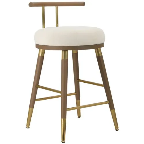 Jairo Velvet Counhter Stool - Brown/Cream - White