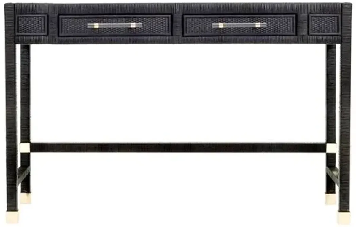 Charli Rattan Desk - Handcrafted - Black