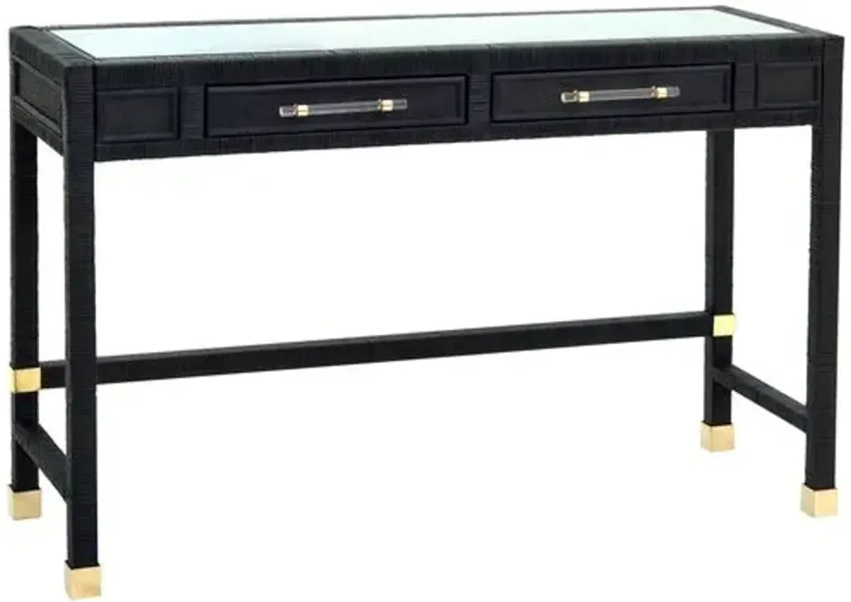 Charli Rattan Desk - Handcrafted - Black