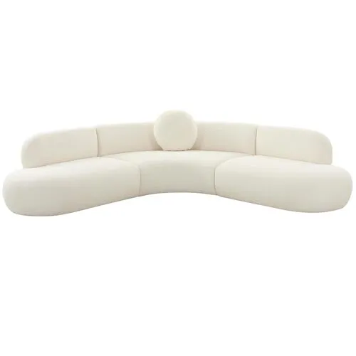 Hiro Boucle Curved Sectional - Cream - Handcrafted - White