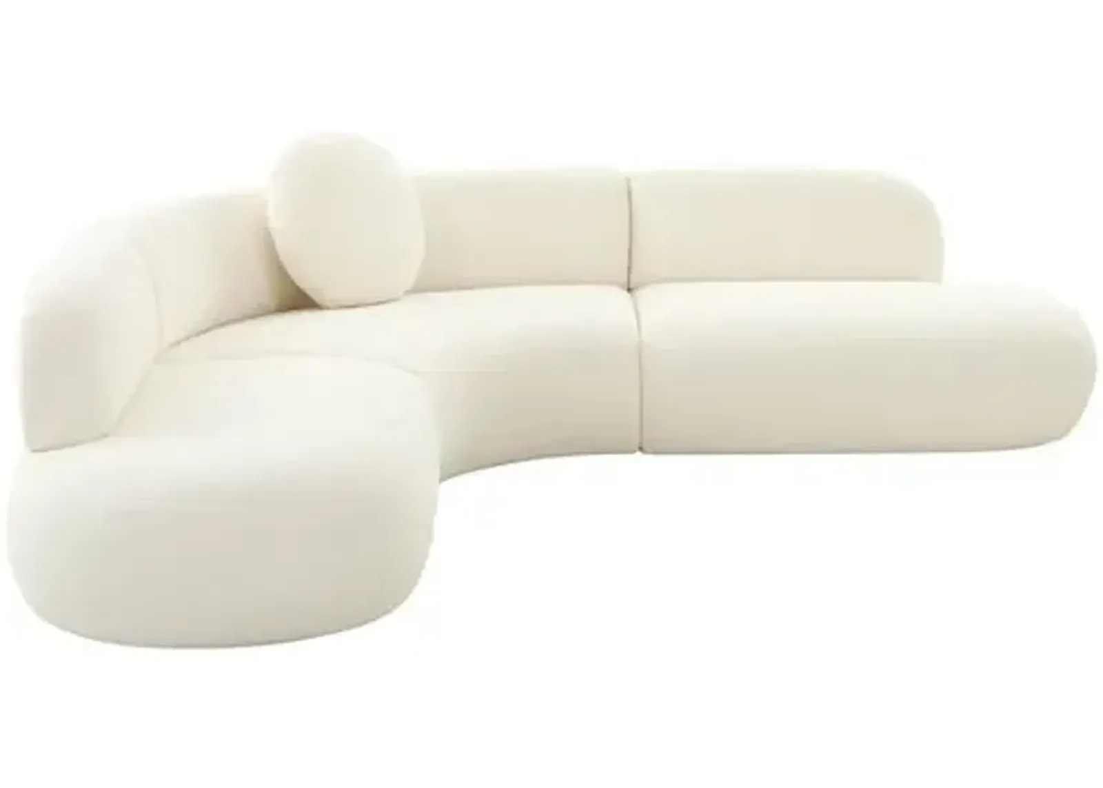 Hiro Boucle Curved Sectional - Cream - Handcrafted - White