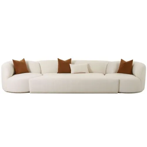 Kylan Cream Boucle 3-Piece Modular Sofa - Cream - Handcrafted