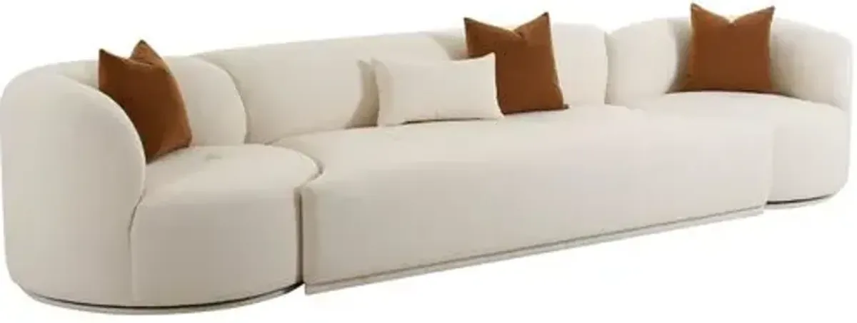 Kylan Cream Boucle 3-Piece Modular Sofa - Cream - Handcrafted