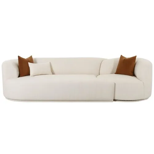 Kylan Boucle 2-Piece Modular Left-Facing Sofa - Cream - Handcrafted