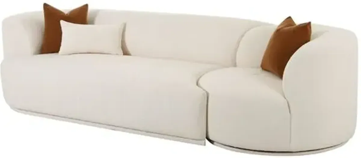 Kylan Boucle 2-Piece Modular Left-Facing Sofa - Cream - Handcrafted