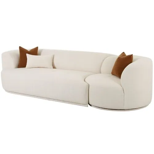 Kylan Boucle 2-Piece Modular Left-Facing Sofa - Cream - Handcrafted