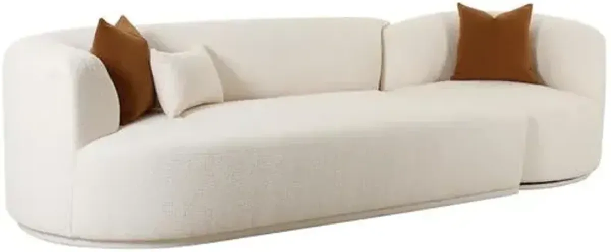 Kylan Boucle 2-Piece Modular Left-Facing Sofa - Cream - Handcrafted