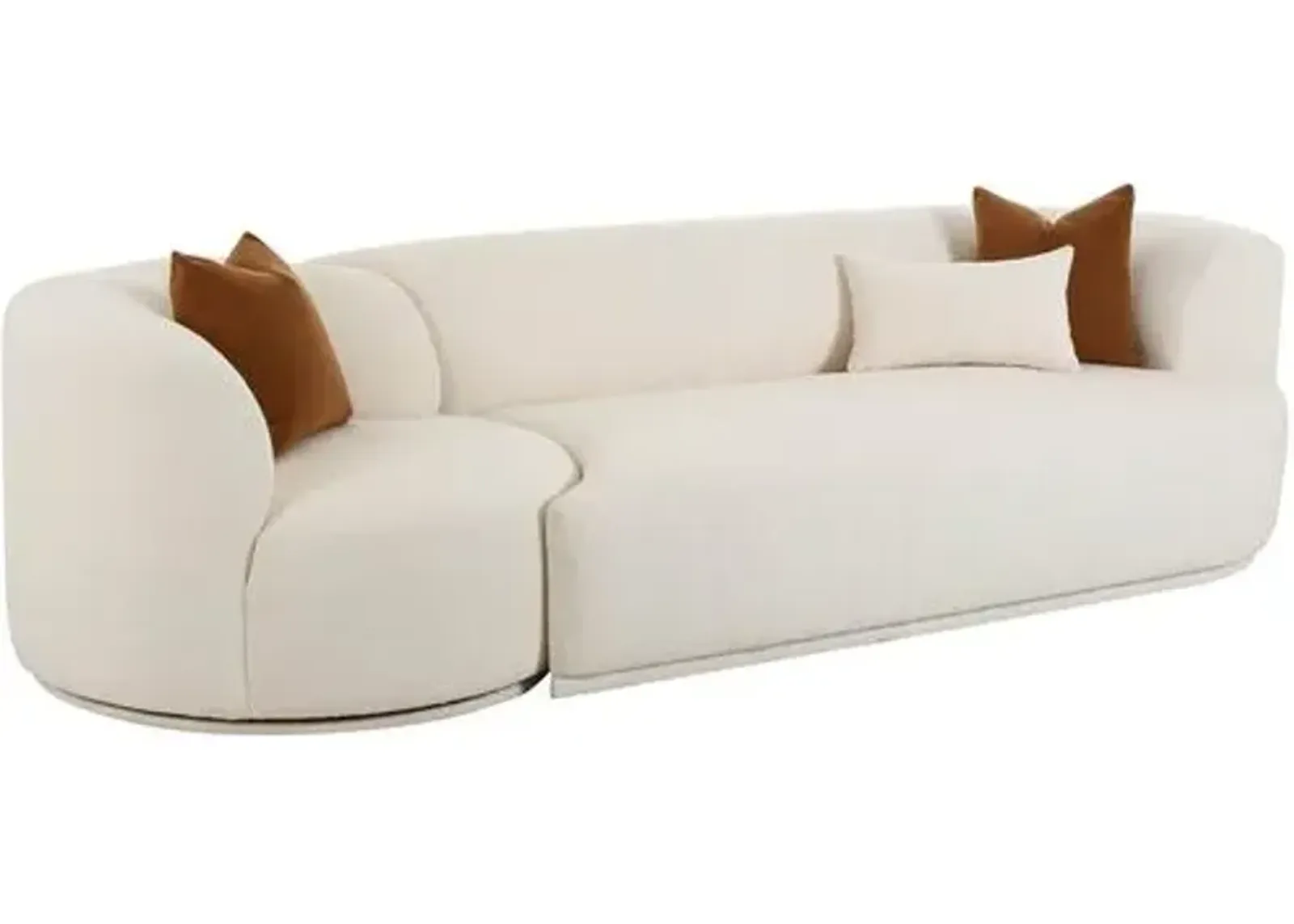 Kylan Boucle 2-Piece Modular Right-Facing Sofa - Cream - Handcrafted