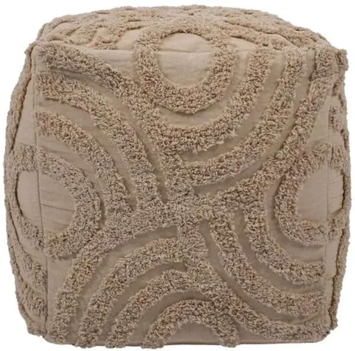 Meena Knitted Pouf - Natural Beige - Handcrafted - Brown