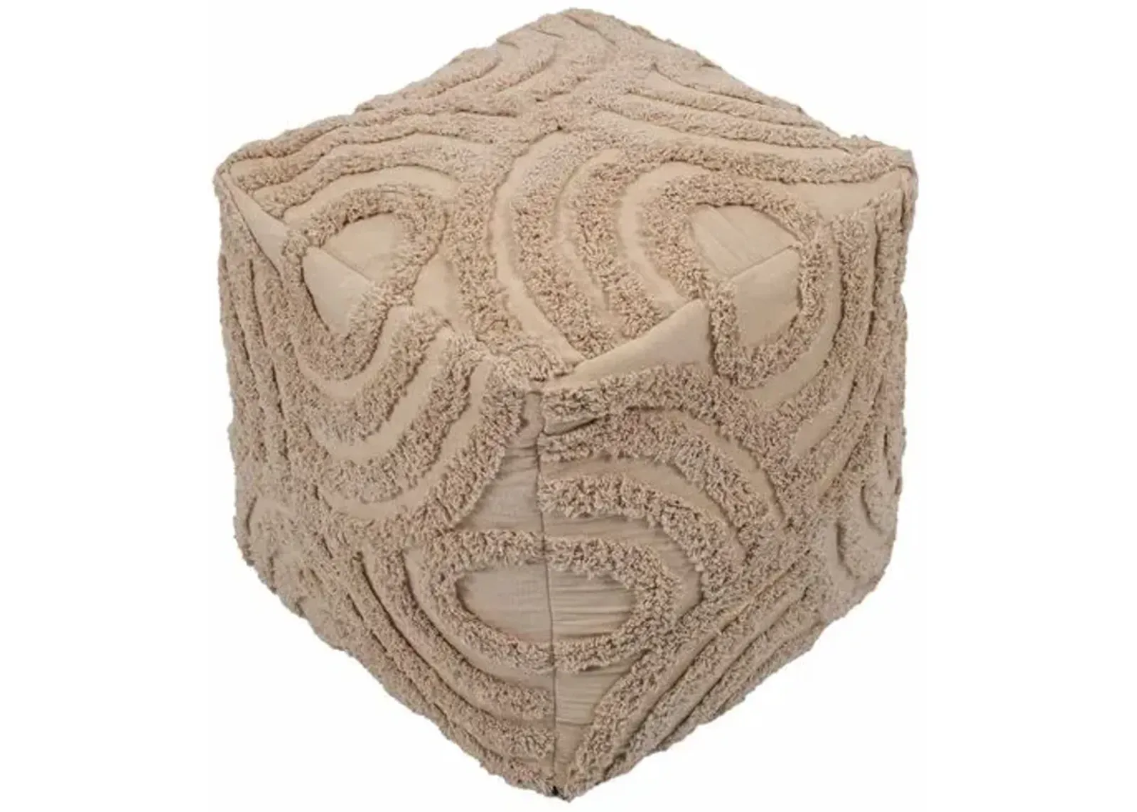 Meena Knitted Pouf - Natural Beige - Handcrafted - Brown