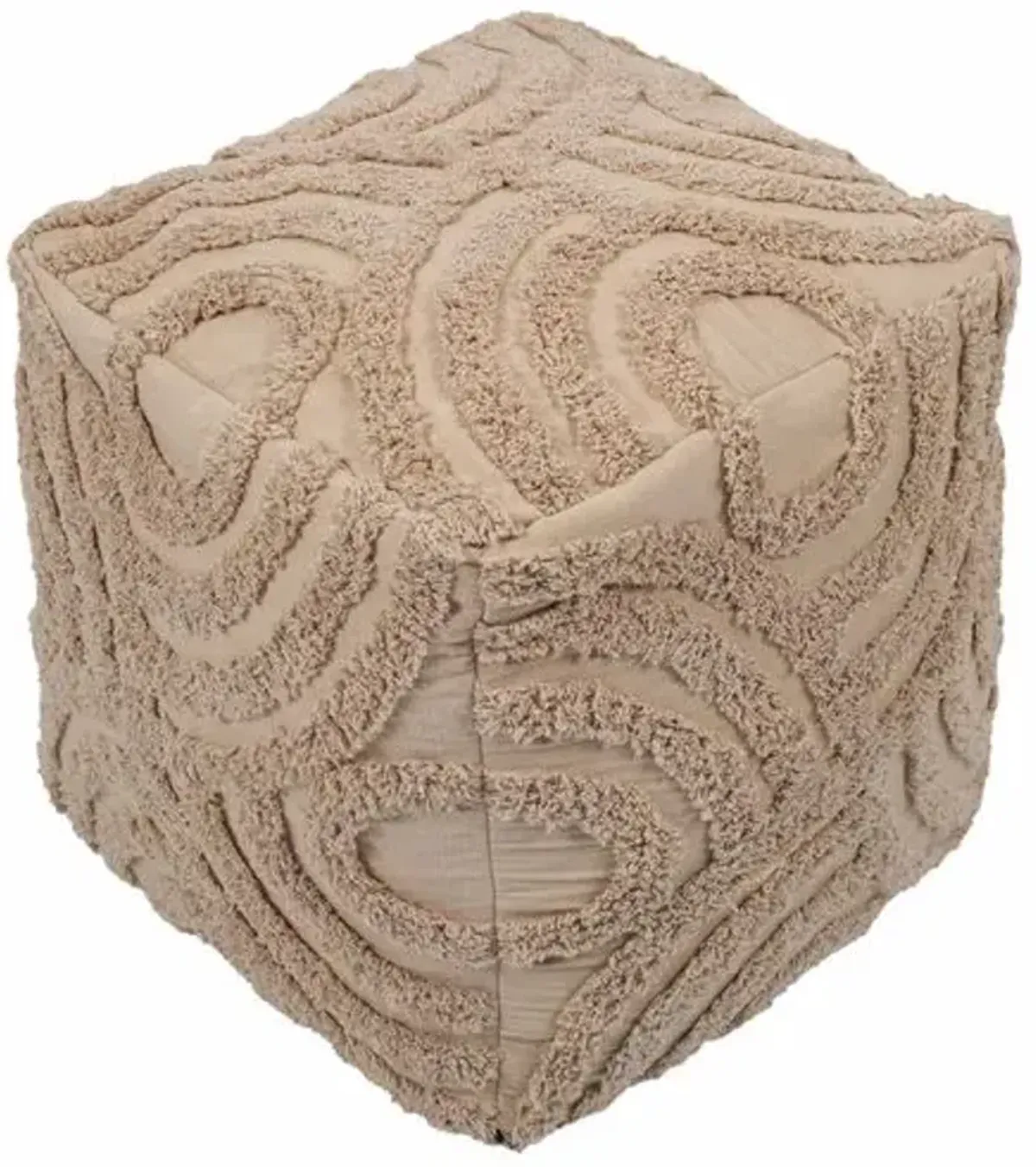 Meena Knitted Pouf - Natural Beige - Handcrafted - Brown