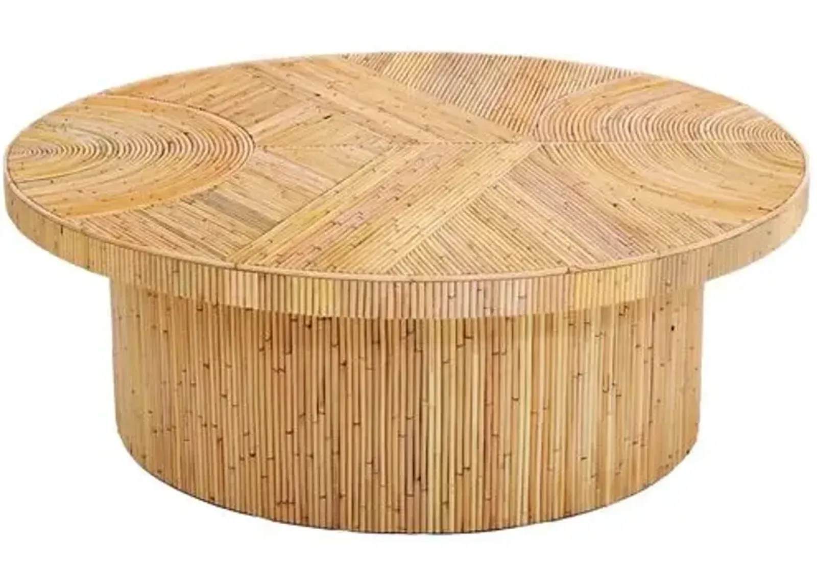 Reeve Rattan Round Coffee Table - Natural - Handcrafted - Brown