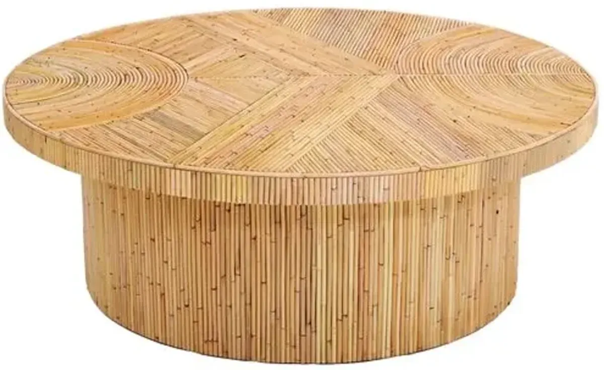 Reeve Rattan Round Coffee Table - Natural - Handcrafted - Brown