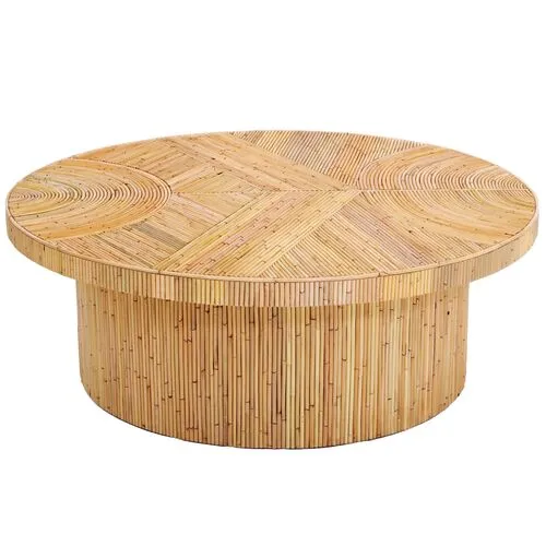 Reeve Rattan Round Coffee Table - Natural - Handcrafted - Brown