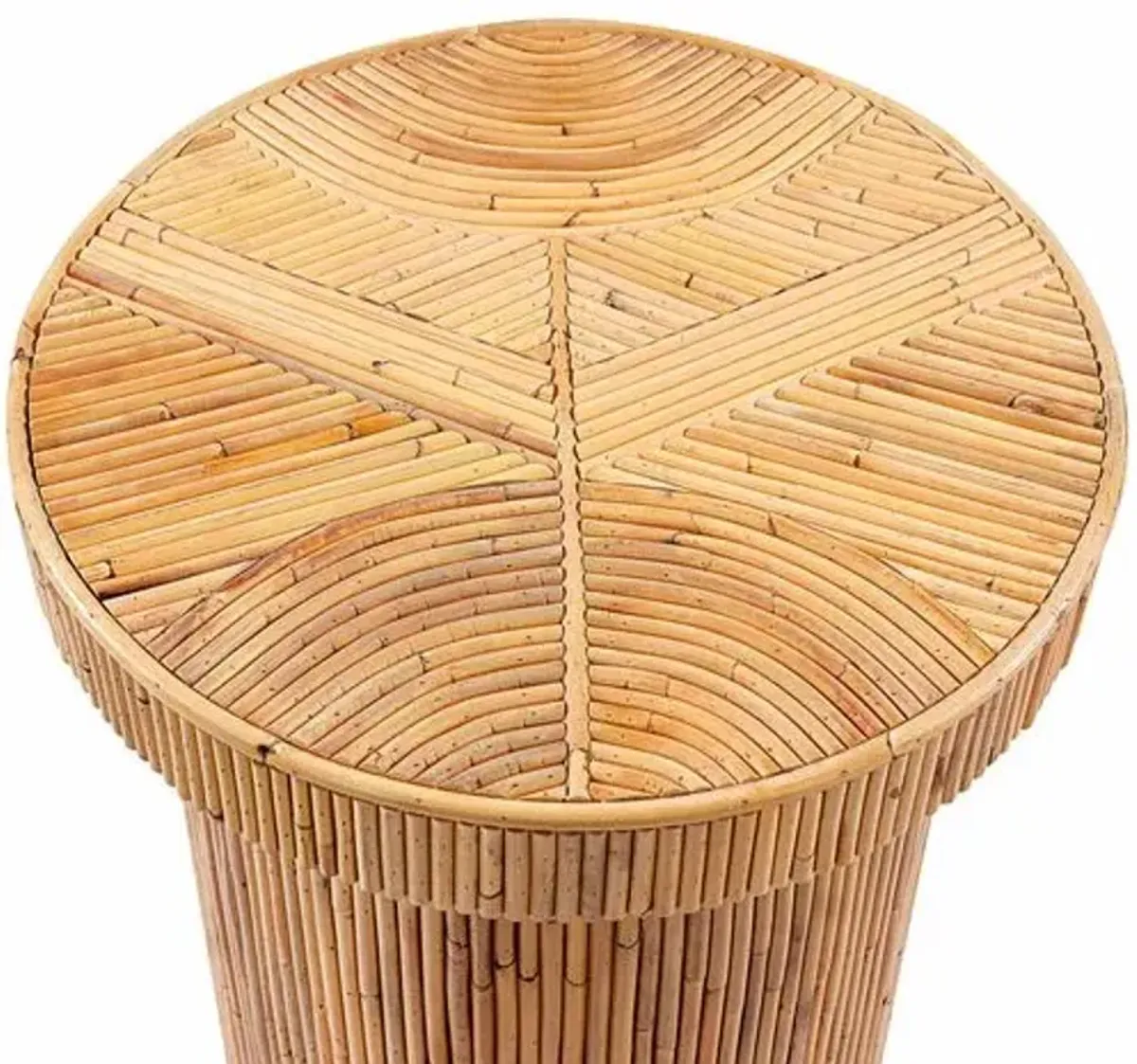 Reeve Rattan Round Side Table - Natural - Handcrafted - Brown