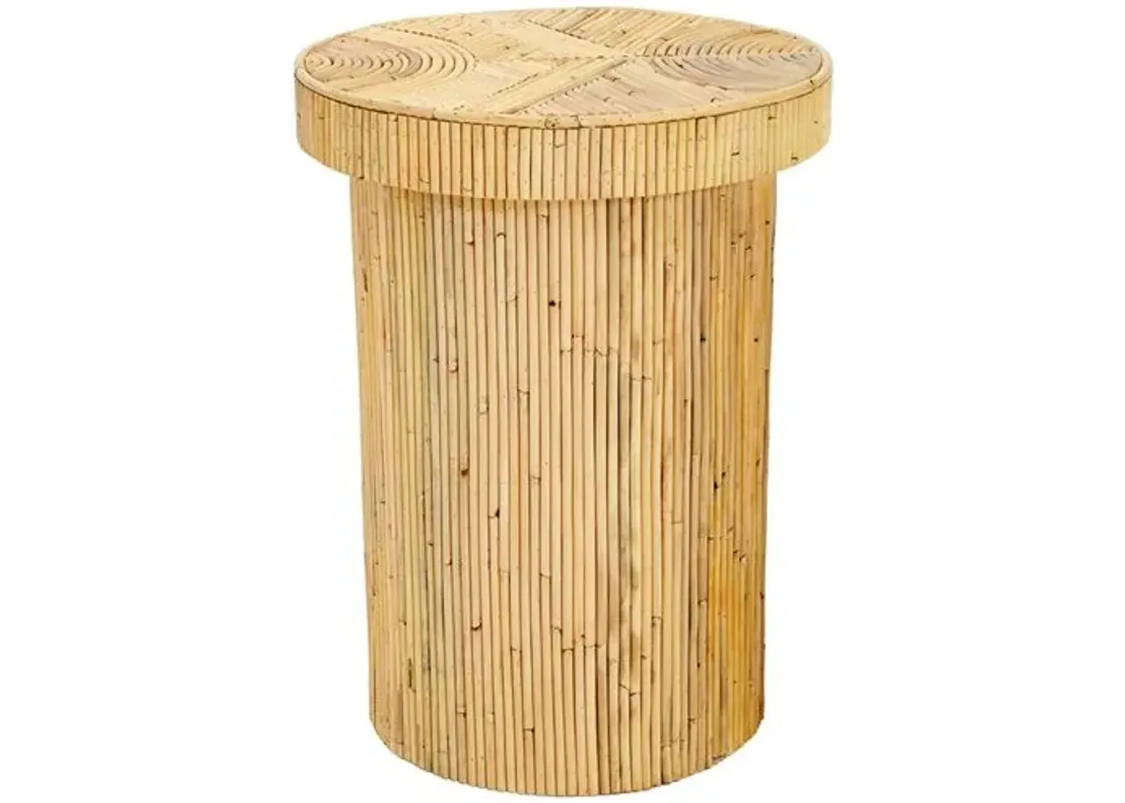 Reeve Rattan Round Side Table - Natural - Handcrafted - Brown