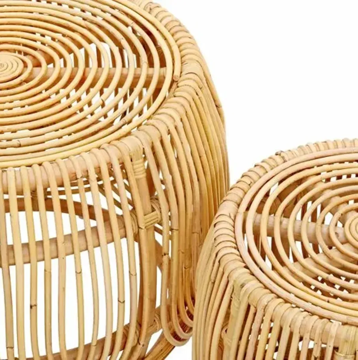 Shai Rattan Nesting Tables - Natural - Handcrafted - Brown