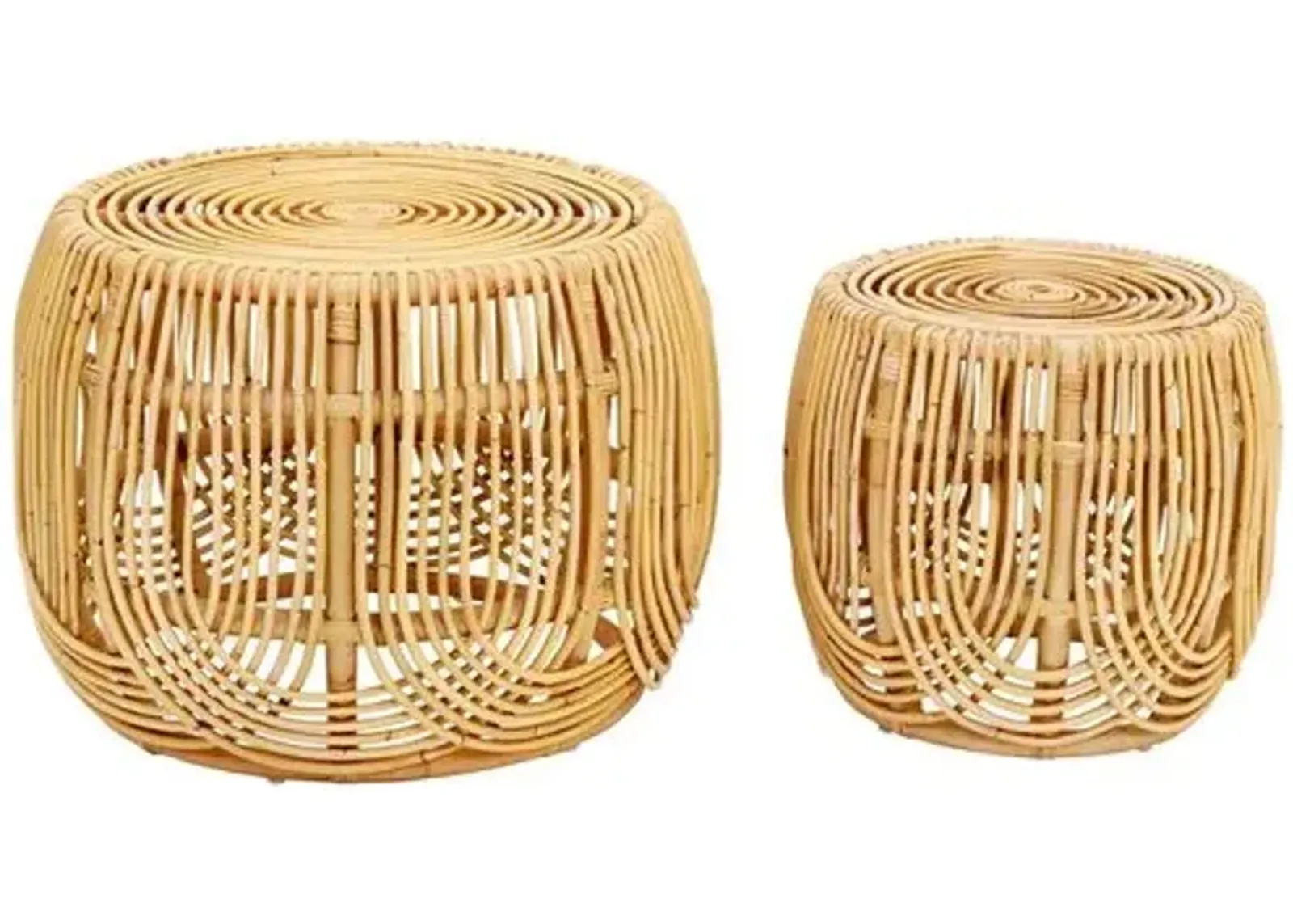 Shai Rattan Nesting Tables - Natural - Handcrafted - Brown