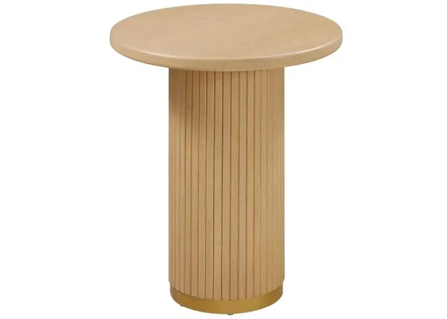 Aurora Fluted 26" Round Entry Table - Natural Ash - Brown